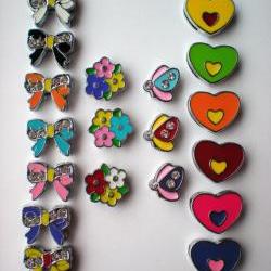 Slide Charms - 8mm - PICK 2 - Stainless Steel - Enamel - Fit Bracelet or Pet Collar